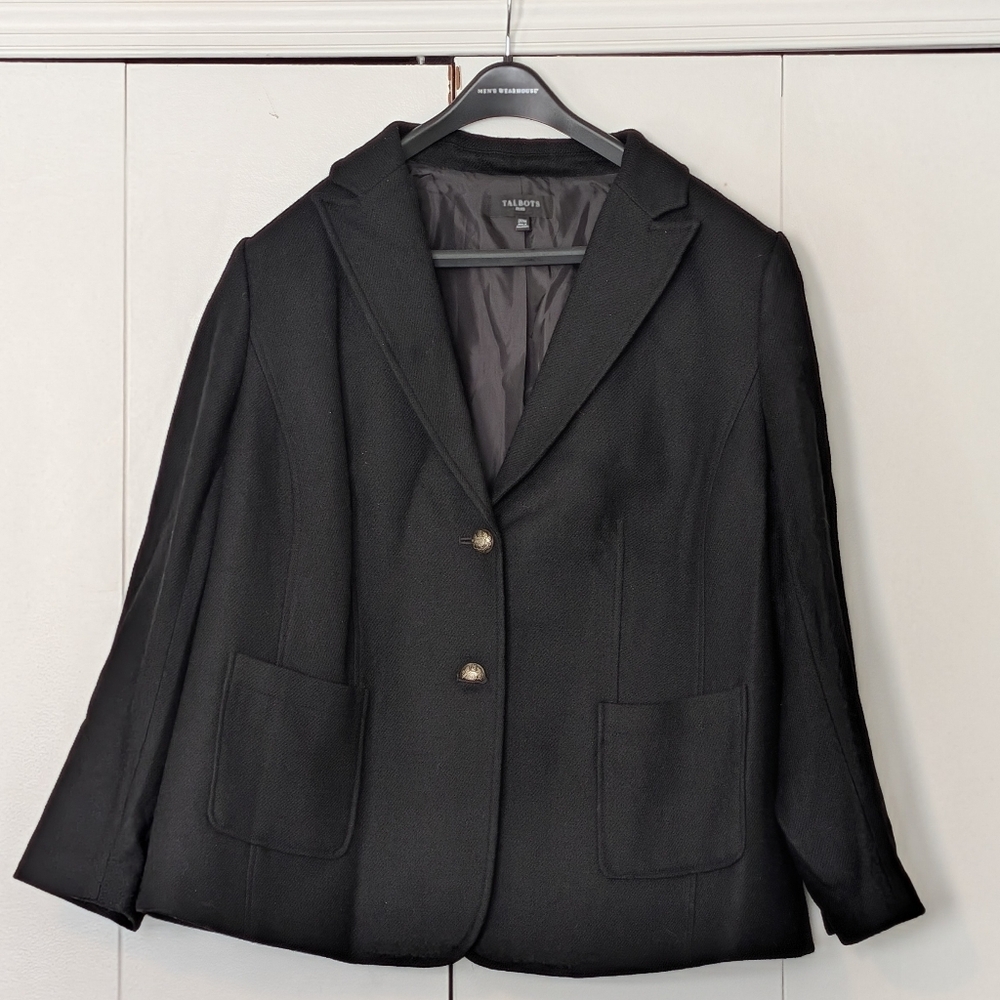 Talbots Wool Blend Blazer Button Front Sz 20w Bla… - image 1